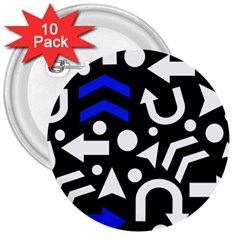 Right Direction - Blue  3  Buttons (10 Pack)  by Valentinaart