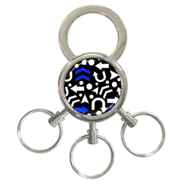 Right direction - blue  3-Ring Key Chains