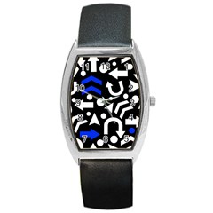 Right Direction - Blue  Barrel Style Metal Watch by Valentinaart