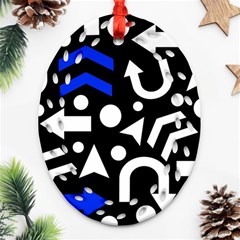 Right Direction - Blue  Oval Filigree Ornament (2-side)  by Valentinaart