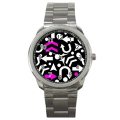 Right Direction - Magenta Sport Metal Watch by Valentinaart