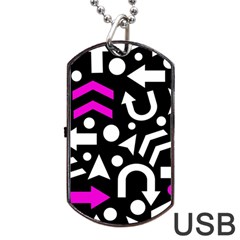 Right Direction - Magenta Dog Tag Usb Flash (one Side) by Valentinaart