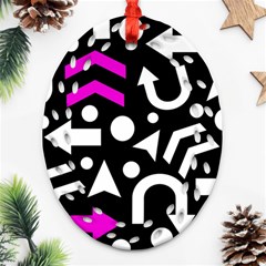 Right Direction - Magenta Oval Filigree Ornament (2-side)  by Valentinaart