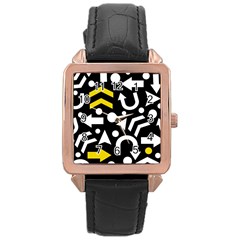 Right Direction - Yellow Rose Gold Leather Watch  by Valentinaart