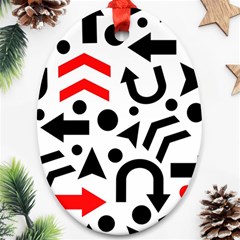 Red Right Direction Ornament (oval)  by Valentinaart