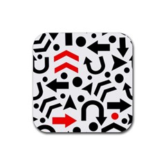 Red Right Direction Rubber Coaster (square)  by Valentinaart