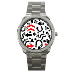 Red Right Direction Sport Metal Watch by Valentinaart