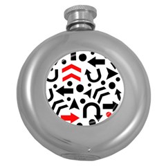 Red Right Direction Round Hip Flask (5 Oz) by Valentinaart