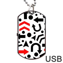 Red Right Direction Dog Tag Usb Flash (two Sides)  by Valentinaart