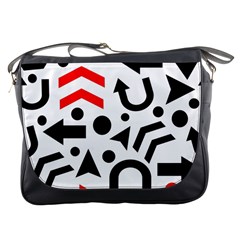 Red Right Direction Messenger Bags by Valentinaart