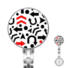 Red Right Direction Stainless Steel Nurses Watch by Valentinaart