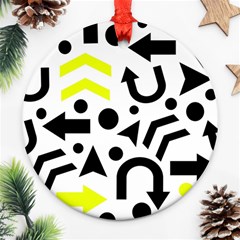 Yellow Right Direction  Ornament (round)  by Valentinaart