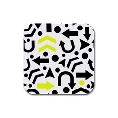 Yellow Right Direction  Rubber Square Coaster (4 Pack)  by Valentinaart