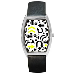 Yellow Right Direction  Barrel Style Metal Watch by Valentinaart