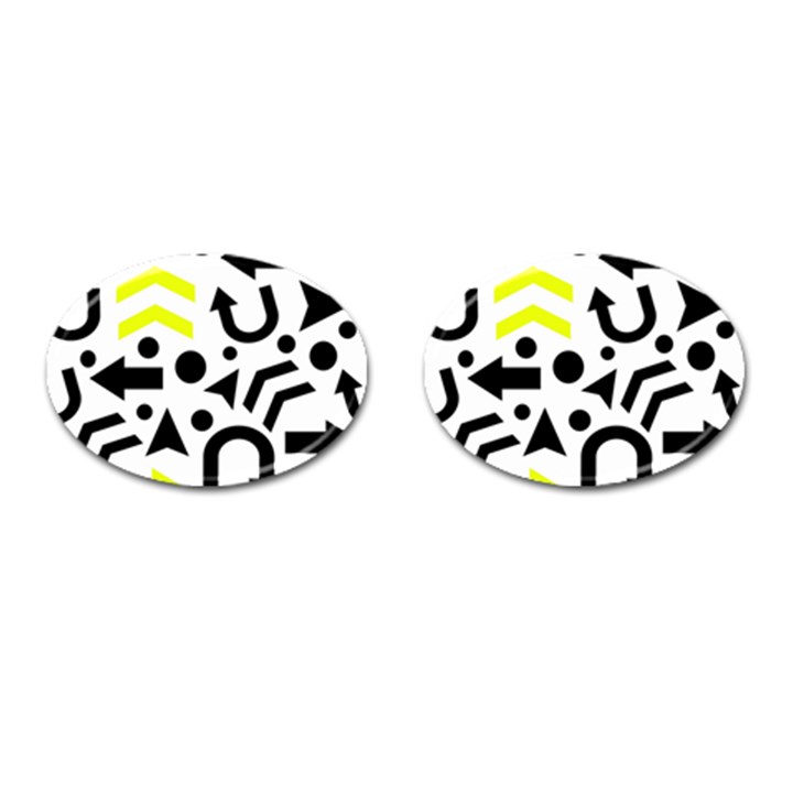 Yellow Right direction  Cufflinks (Oval)