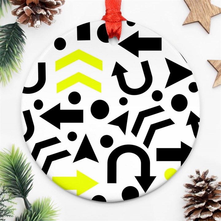 Yellow Right direction  Round Ornament (Two Sides) 