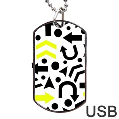 Yellow Right Direction  Dog Tag Usb Flash (one Side) by Valentinaart