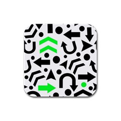 Green Right Direction  Rubber Square Coaster (4 Pack)  by Valentinaart