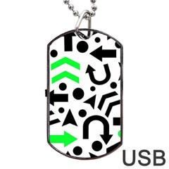 Green Right Direction  Dog Tag Usb Flash (two Sides)  by Valentinaart