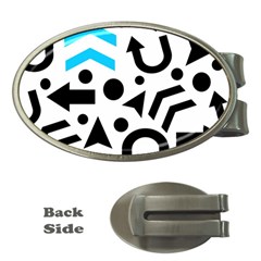 Cyan Right Direction Money Clips (oval)  by Valentinaart