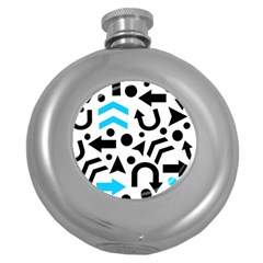 Cyan Right Direction Round Hip Flask (5 Oz) by Valentinaart