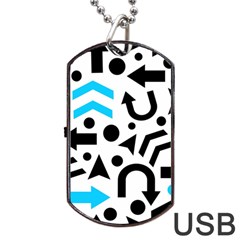 Cyan Right Direction Dog Tag Usb Flash (one Side) by Valentinaart