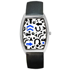 Blue Right Direction Barrel Style Metal Watch by Valentinaart