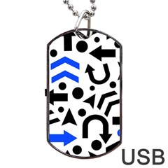 Blue Right Direction Dog Tag Usb Flash (two Sides)  by Valentinaart