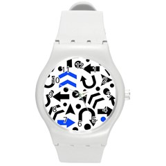 Blue Right Direction Round Plastic Sport Watch (m) by Valentinaart