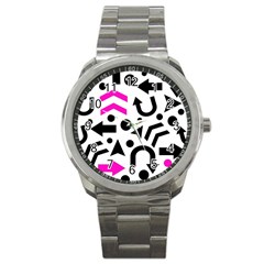 Magenta Right Direction Sport Metal Watch by Valentinaart