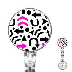 Magenta Right Direction Stainless Steel Nurses Watch by Valentinaart