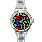 Right direction - Colorful Round Italian Charm Watch Front