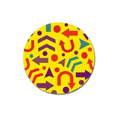 Yellow Direction Magnet 3  (round) by Valentinaart