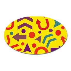 Yellow Direction Oval Magnet by Valentinaart