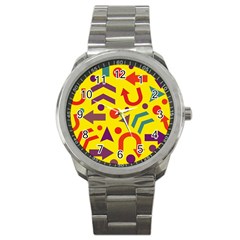 Yellow Direction Sport Metal Watch by Valentinaart