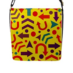 Yellow Direction Flap Messenger Bag (l)  by Valentinaart