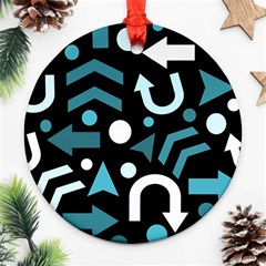 Cyan Direction  Ornament (round)  by Valentinaart