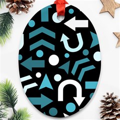 Cyan Direction  Ornament (oval)  by Valentinaart