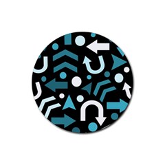 Cyan Direction  Rubber Coaster (round)  by Valentinaart