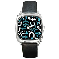 Cyan Direction  Square Metal Watch by Valentinaart