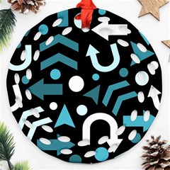 Cyan Direction  Ornament (round Filigree)  by Valentinaart