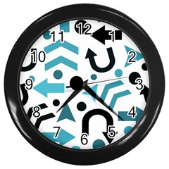 Cyan Direction Pattern Wall Clocks (black) by Valentinaart