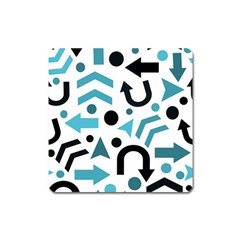 Cyan Direction Pattern Square Magnet