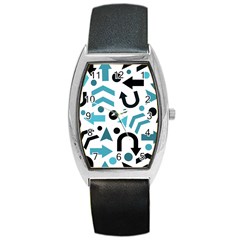 Cyan Direction Pattern Barrel Style Metal Watch by Valentinaart