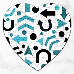 Cyan Direction Pattern Jigsaw Puzzle (heart) by Valentinaart