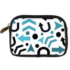 Cyan Direction Pattern Digital Camera Cases by Valentinaart