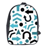 Cyan direction pattern School Bags(Large)  Front