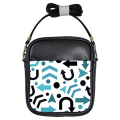 Cyan Direction Pattern Girls Sling Bags by Valentinaart