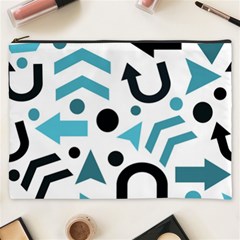 Cyan Direction Pattern Cosmetic Bag (xxxl)  by Valentinaart