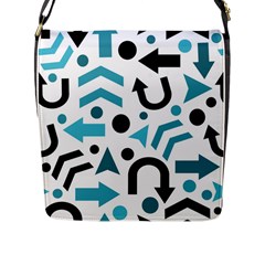 Cyan Direction Pattern Flap Messenger Bag (l)  by Valentinaart